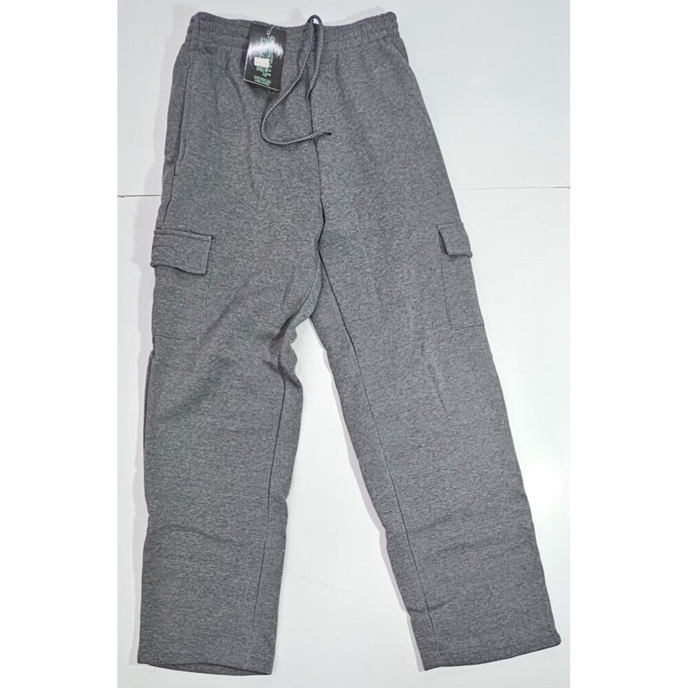 NWT Original Deluxe Mens Fleece Cargo Joggers Sweatpants Gray Size M HK93295